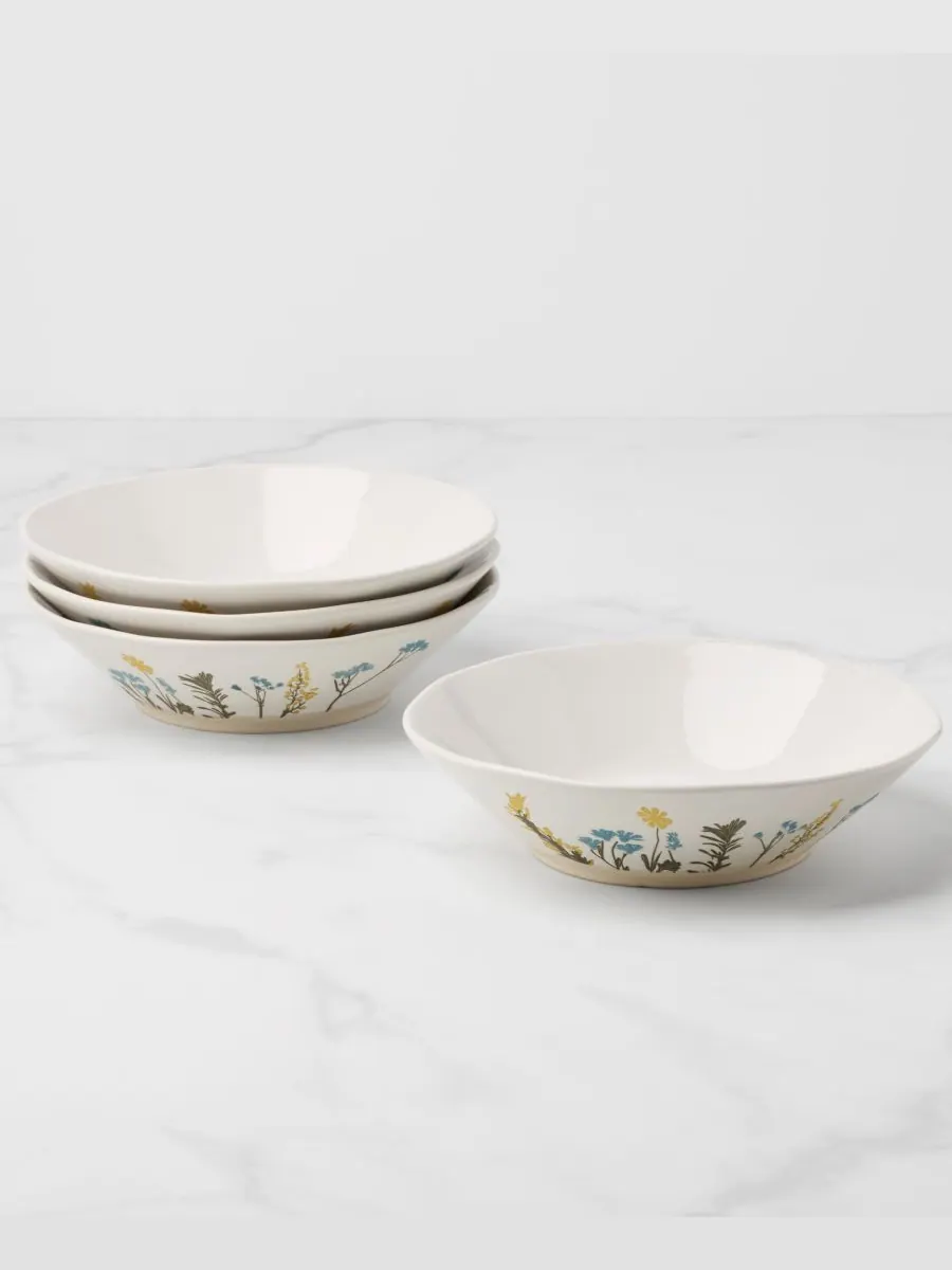 Набор из 4 тарелок для пасты «Дикие цветы» Lenox — изображение 2 из 4, белый