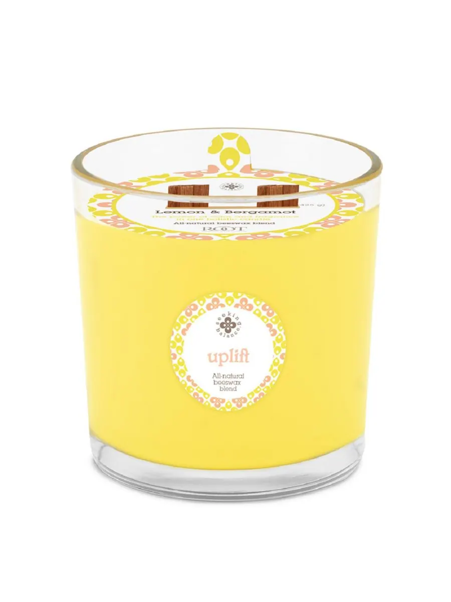 Ароматическая свеча Seeking Balance 2 Wick Uplift Lemon Bergamot Spa Jar Candle, 12 унций (355 мл) — желтый