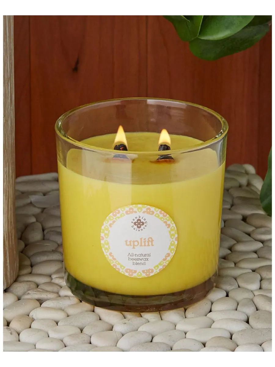 Ароматическая свеча Seeking Balance 2 Wick Uplift Lemon Bergamot Spa Jar Candle, 12 унций (355 мл) — изображение 2 из 2
