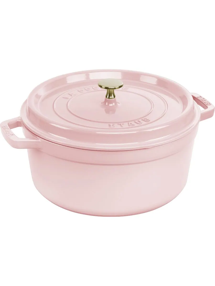 Круглая чугунная кокотница Staub, 28 см, 6.7 л — розовый