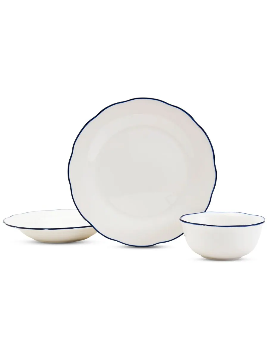Набор посуды Blue Rim Scalloped из 12 предметов, на 4 персоны — изображение 2 из 8, белый
