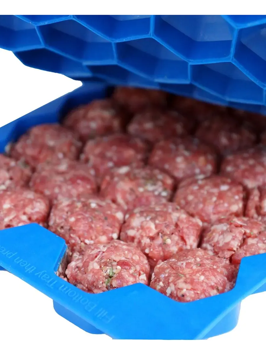 Инновационный контейнер для приготовления фрикаделек и заморозки Meatball Master 32-в-1 Shape+Store — синий