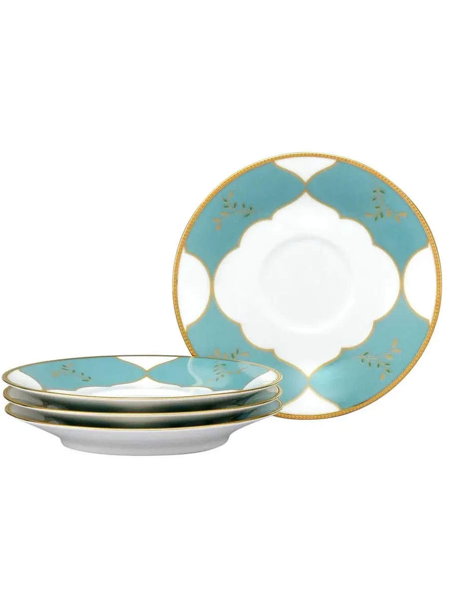 Набор из 4 блюдец Lodi's Morning, 15 см Noritake — изображение 1 из 9, белый/золотой/синий