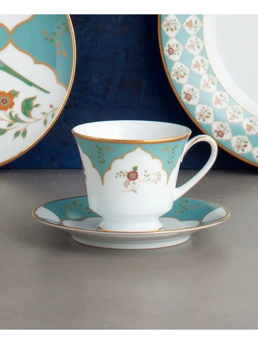 Набор из 4 блюдец Lodi's Morning, 15 см Noritake — изображение 8 из 9, белый/золотой/синий