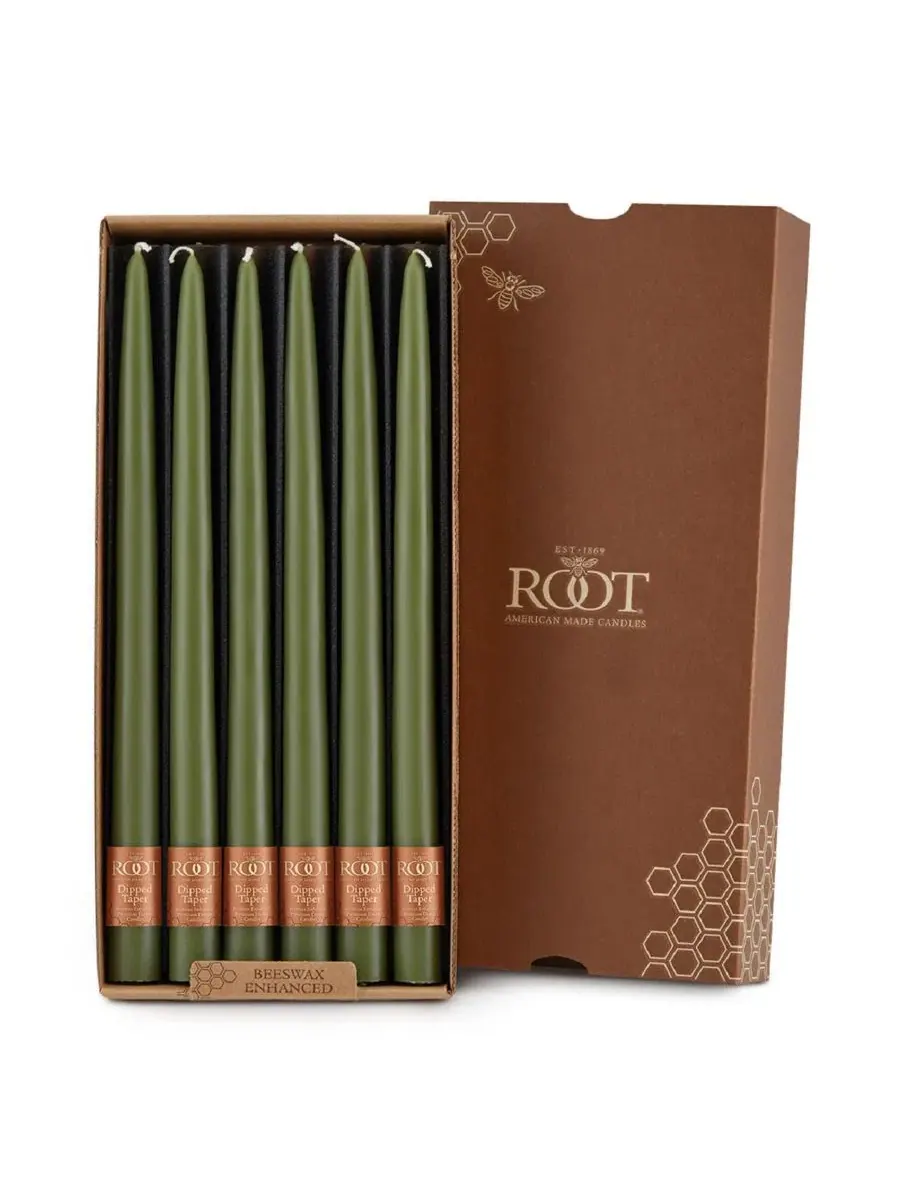 Набор из 12 конусных свечей (30 см) Root Candles — зеленый