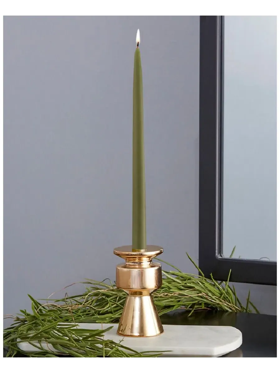 Набор из 12 конусных свечей (30 см) Root Candles — изображение 2 из 2, темный оливковый