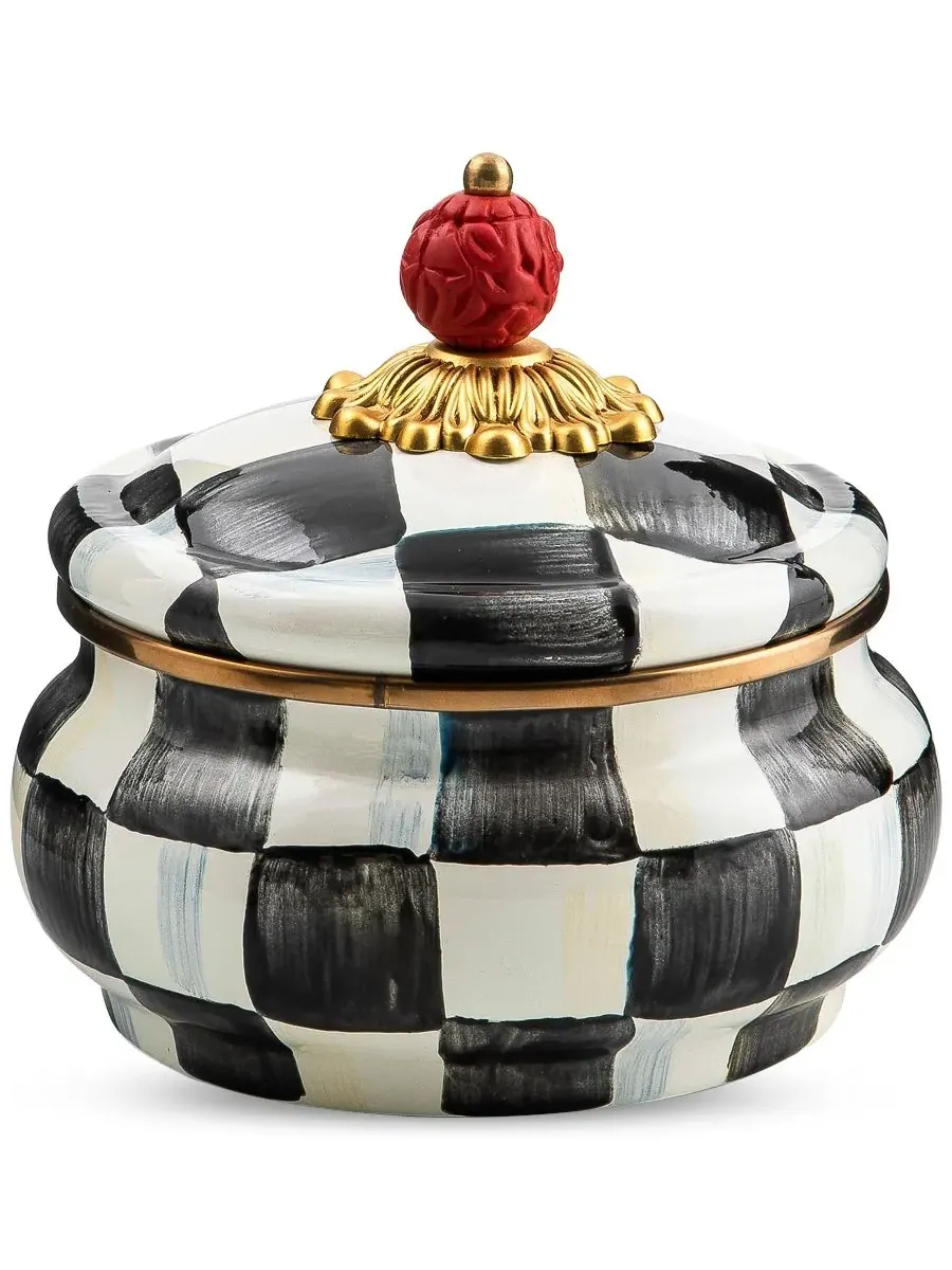 Эмалированная банка для хранения MacKenzie-Childs Courtly Check Squashed Pot Canister, 590 мл — изображение 1 из 4, нет цвета