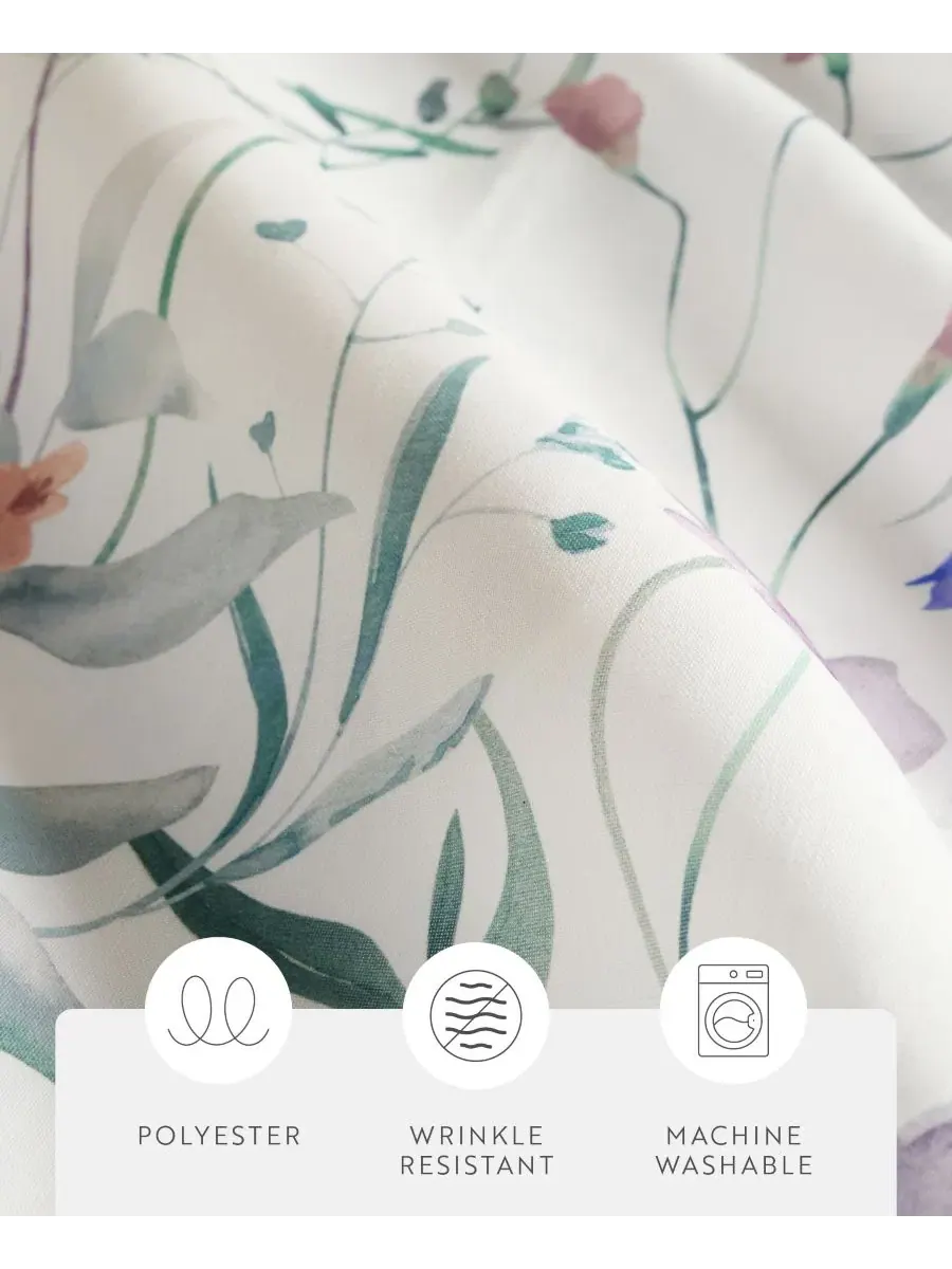 Шторка для ванной с принтом Wild Flowers White ienjoy Home, 183 x 183 см — изображение 3 из 8, белый