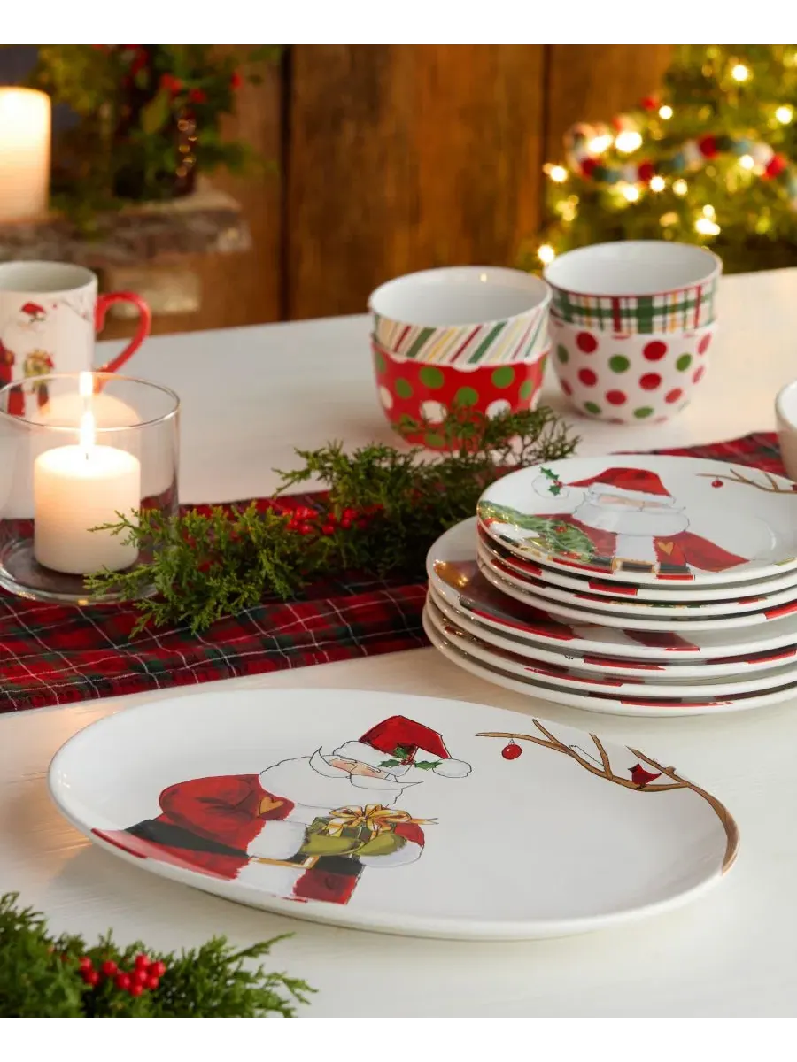 Овальное блюдо для подачи Santa Delight, 40×30 см, керамическое Certified International — изображение 4 из 4, мульти