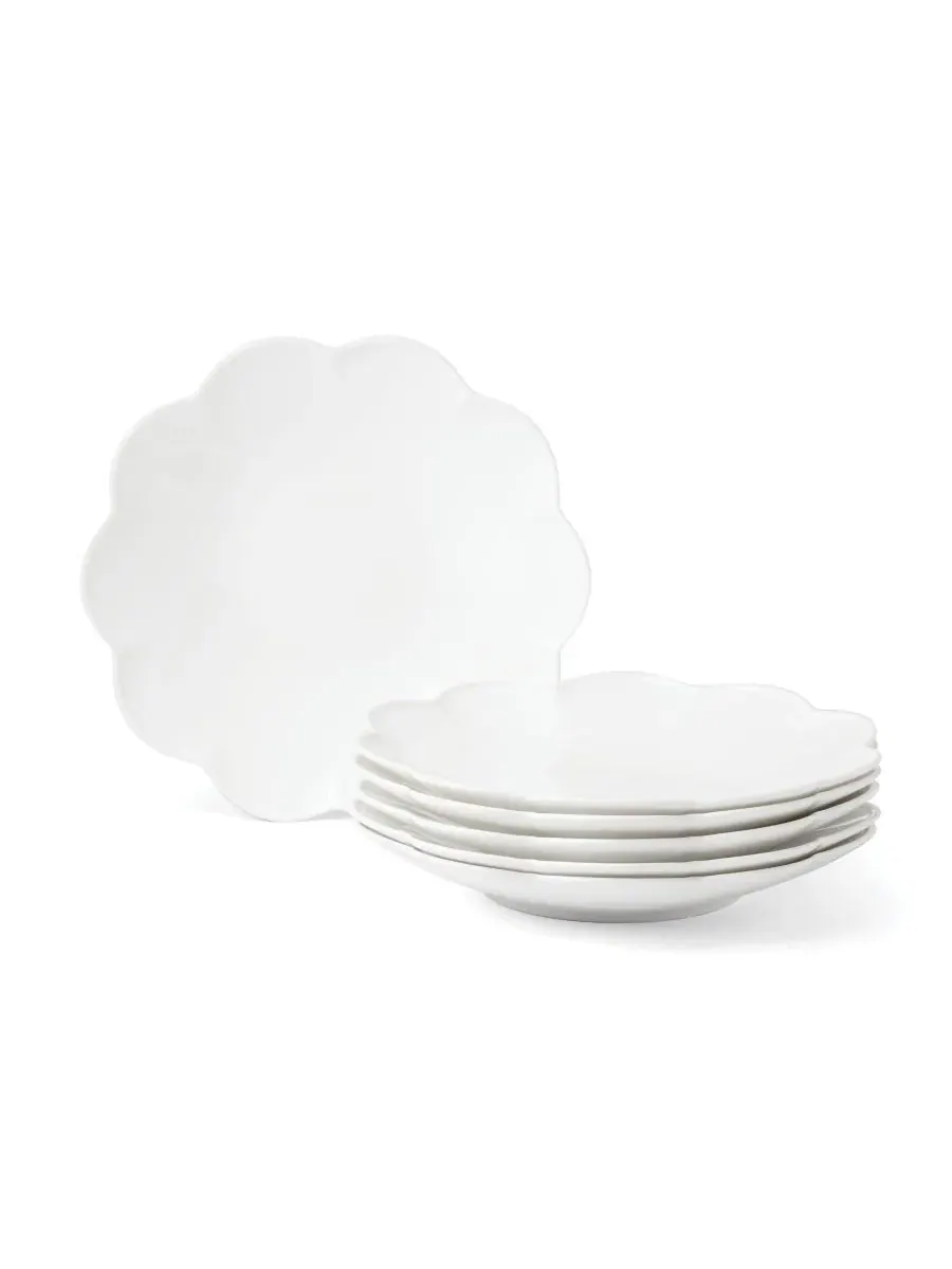 Набор из 6 обеденных тарелок Bone China Scallop Lenox — изображение 1 из 4, белый