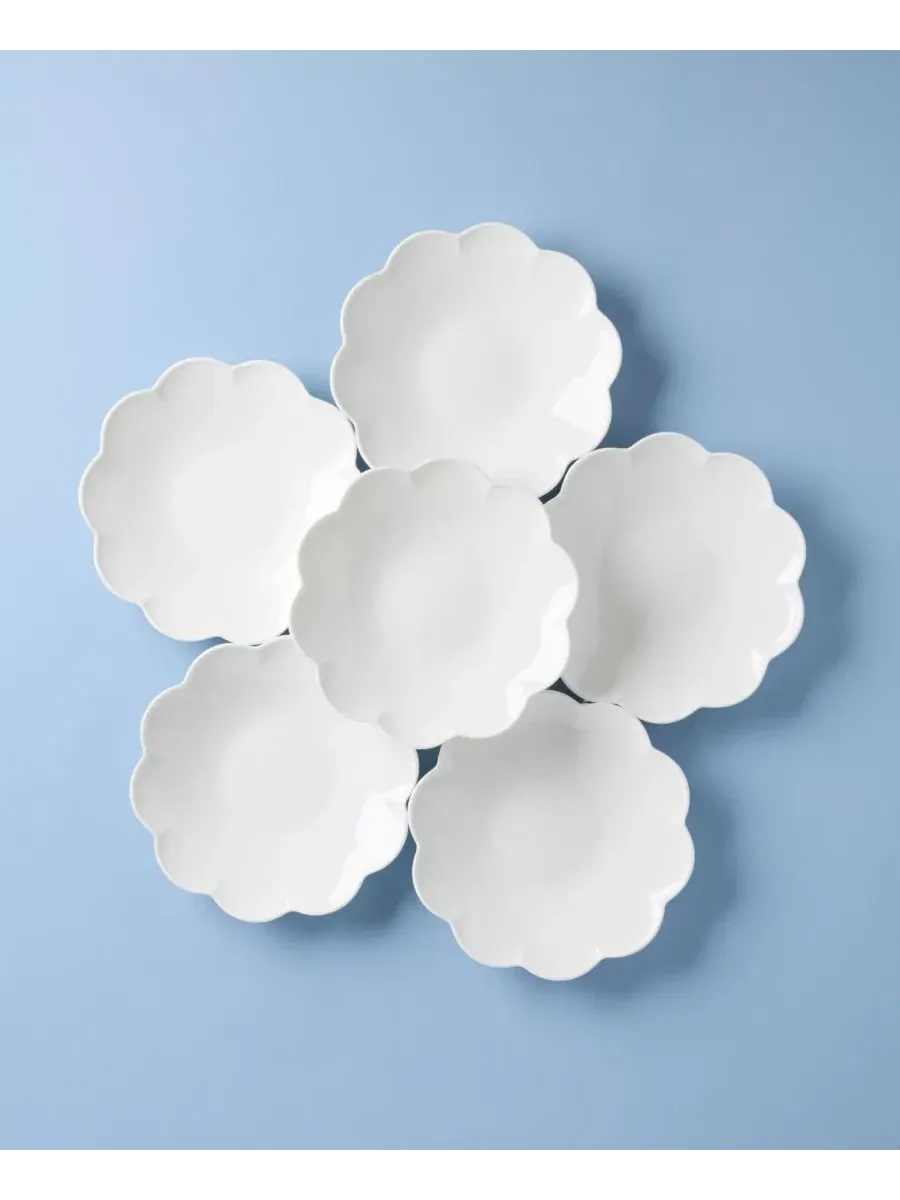 Набор из 6 обеденных тарелок Bone China Scallop Lenox — изображение 2 из 4, белый