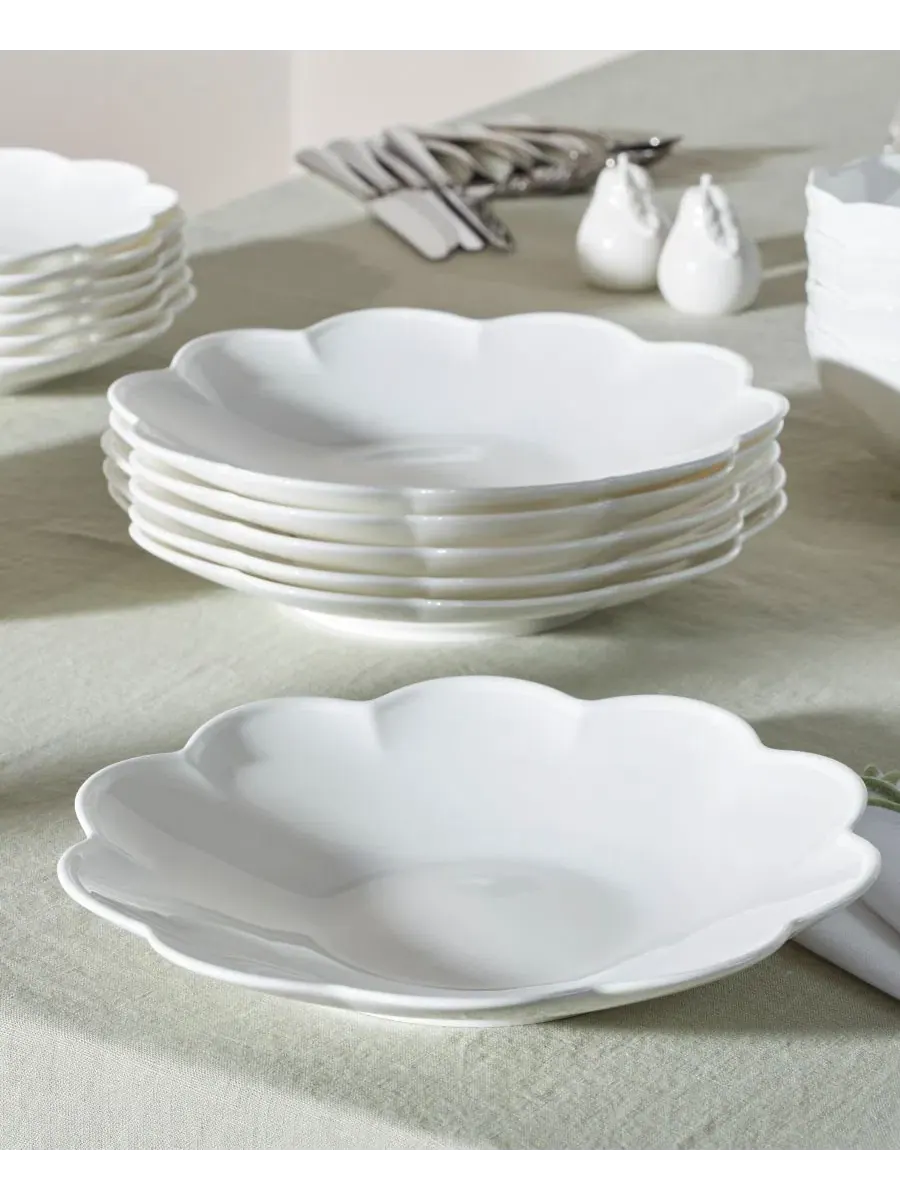 Набор из 6 обеденных тарелок Bone China Scallop Lenox — изображение 3 из 4, белый