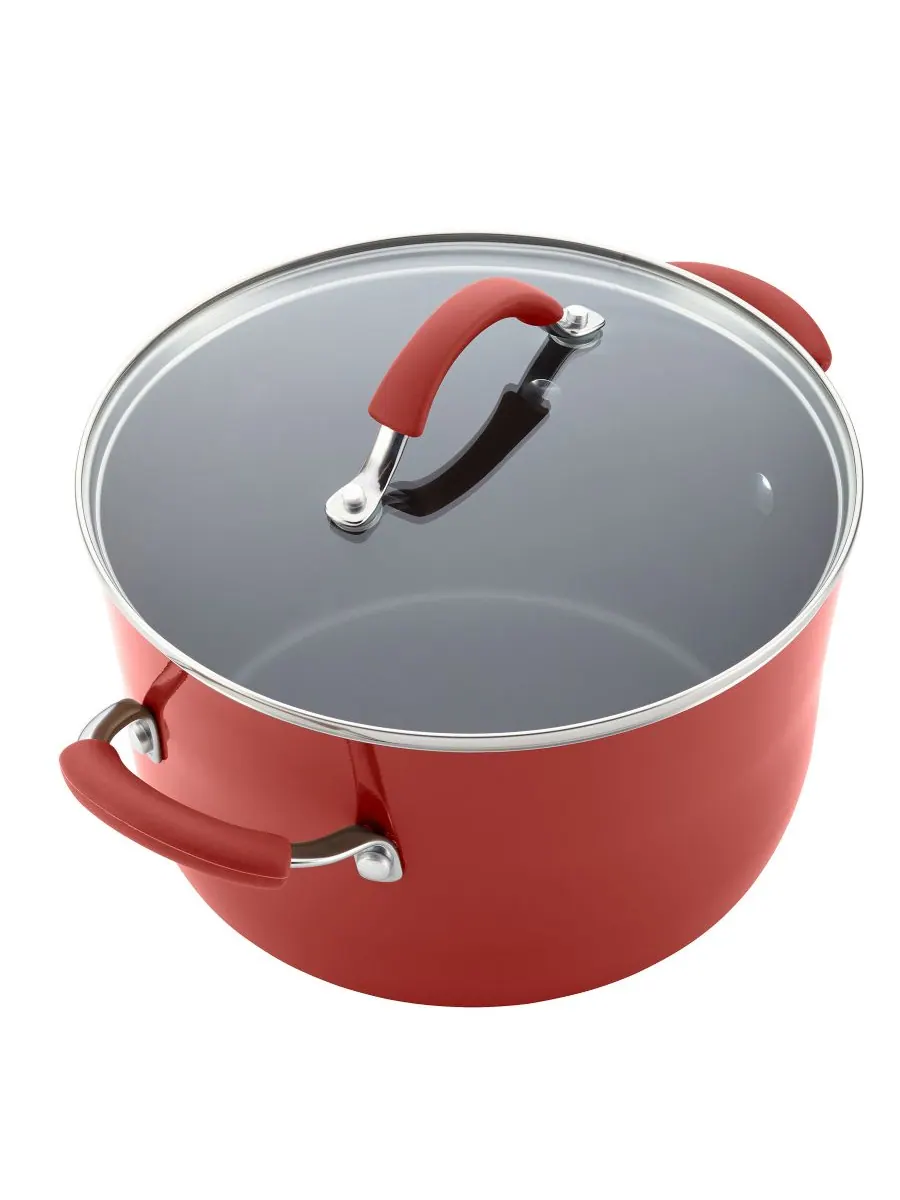 Набор посуды Cucina из 10 предметов с антипригарным покрытием и фарфоровой эмалью Rachael Ray — изображение 7 из 9, красный