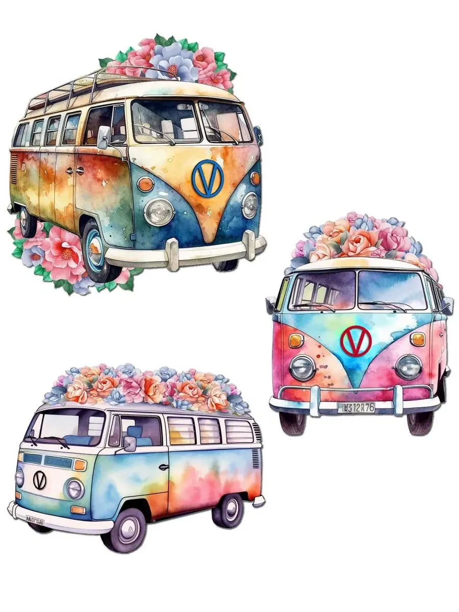 Набор деревянных елочных украшений-прищепок Volkswagen Vans Designocracy — мульти