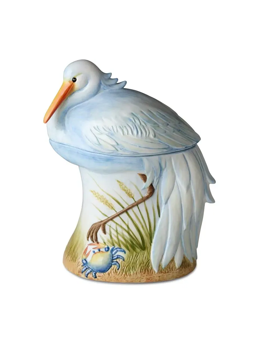Кувшин для печенья с 3D-пеликаном, 1,9 л, керамический, Coastal Birds Certified International — изображение 2 из 3, мульти