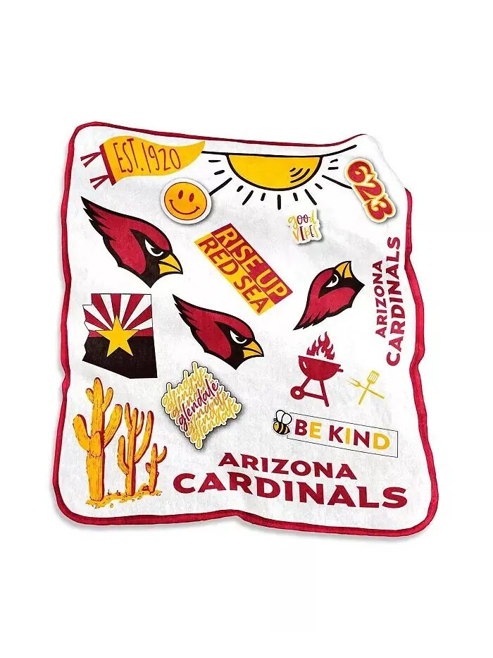 Плюшевое одеяло Native Raschel Arizona Cardinals 50 x 60 дюймов Logo Brands — изображение 1 из 1, белый красный