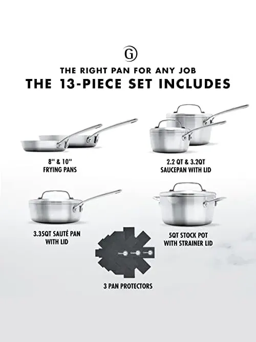 Набор посуды GreenPan GP5 Stainless Steel, 10 предметов — изображение 11 из 17, золотистый
