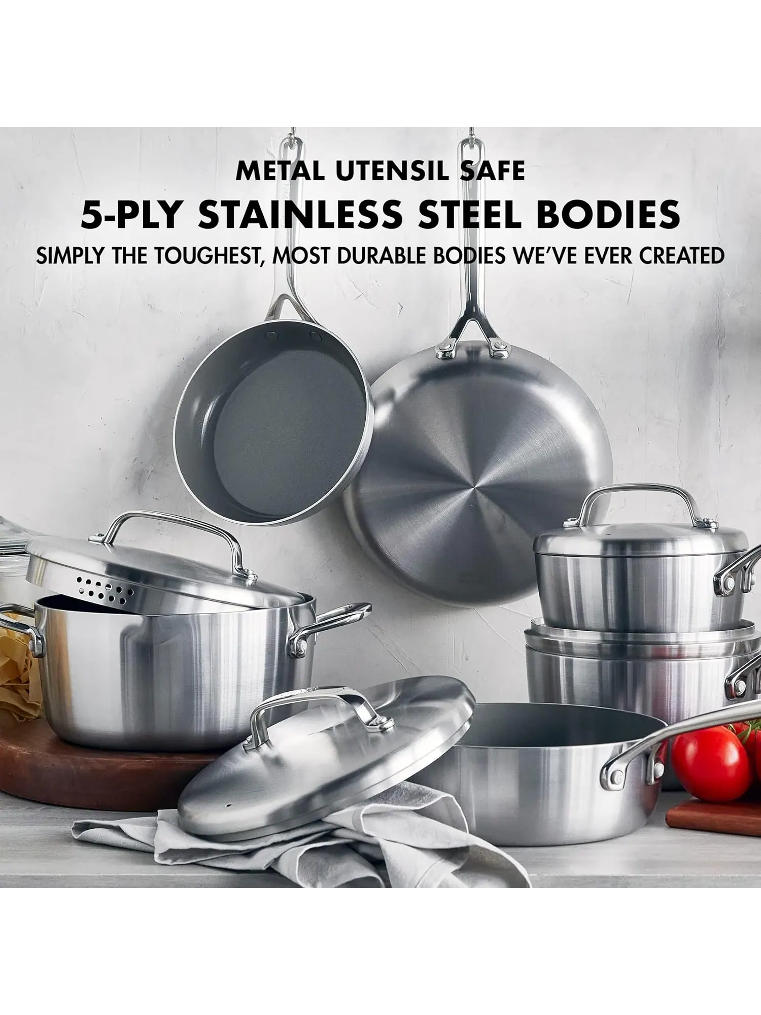 Набор посуды GreenPan GP5 Stainless Steel, 10 предметов — изображение 5 из 17, золотистый