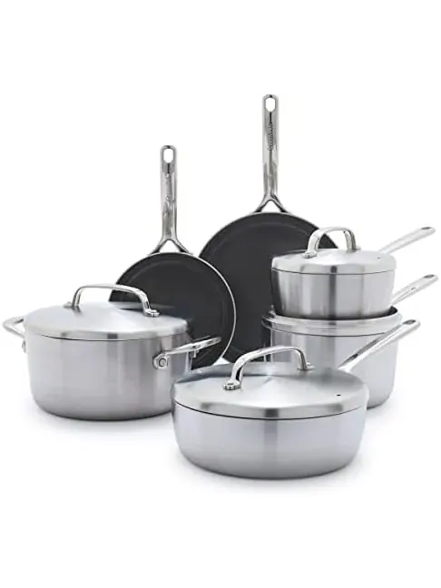 Набор посуды GreenPan GP5 Stainless Steel, 10 предметов — изображение 10 из 17, золотистый