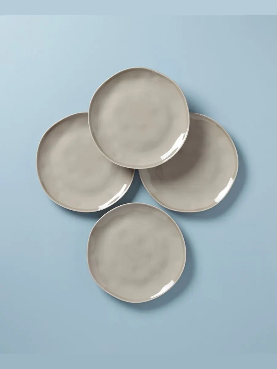 Набор из 4 однотонных обеденных тарелок Bay Colors Lenox — изображение 2 из 7, серый