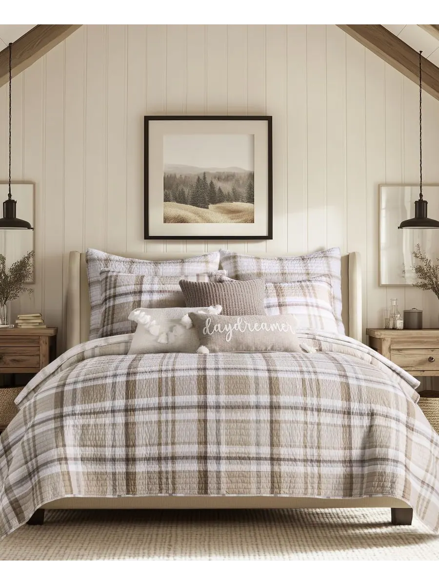 Двустороннее стеганое одеяло Spencer Plaid, размер Full/Queen Levtex