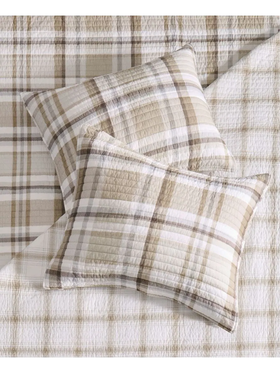 Двустороннее стеганое одеяло Spencer Plaid, размер Full/Queen Levtex — изображение 3 из 5, серый