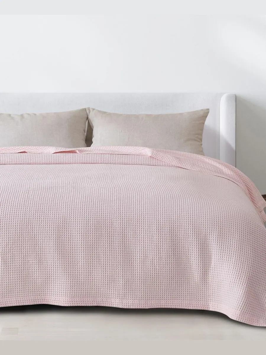 Хлопковое одеяло с вафельным плетением Linery & Co, Blush pink, King