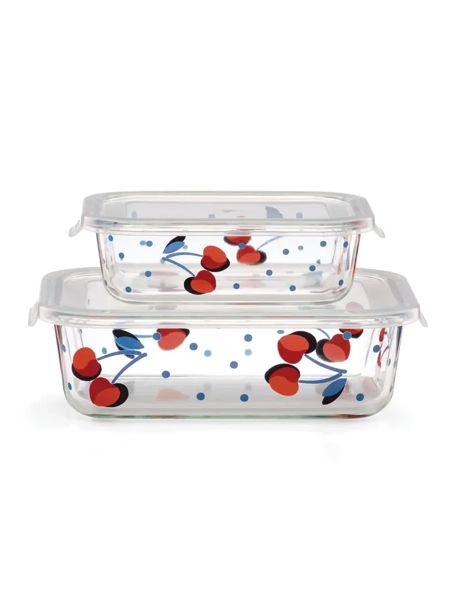 Винтажный прямоугольный контейнер для хранения продуктов Cherry Dot, S/2 Kate Spade New York