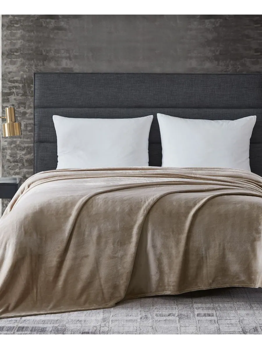 Мягкое плюшевое одеяло kenneth cole reaction solid ultra soft plush blanket, размер king. — изображение 4 из 5, овсяный