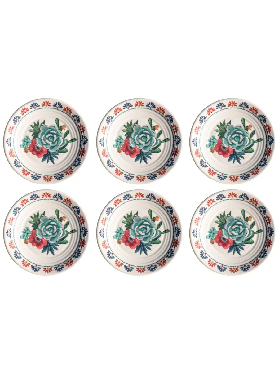 Набор из 6 салатных тарелок Desert Succulent, рассчитанных на 6 персон Abode Homewares — изображение 1 из 5, бежевый