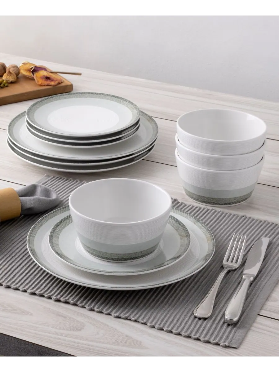 Набор из 4 обеденных тарелок Colorscapes Layers Coupe, диаметр 11 дюймов Noritake — изображение 9 из 10, шалфейный
