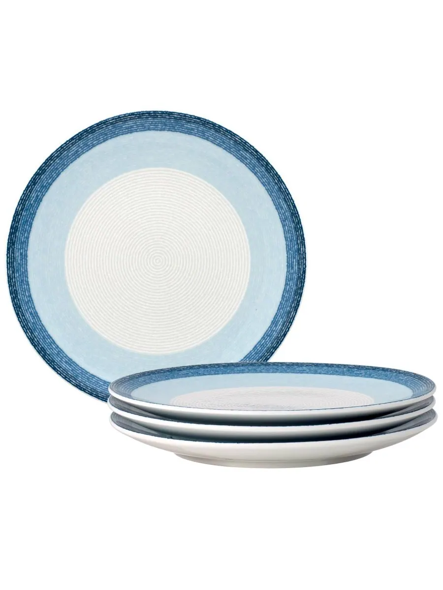Набор из 4 салатных тарелок Colorscapes Layers Coupe, диаметр 8,25 дюйма Noritake — изображение 1 из 10, небесный