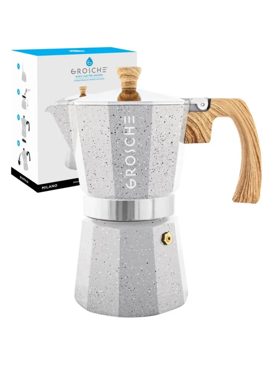 Кофеварка-мока MILANO Stone для приготовления эспрессо на плите, на 9 чашек, 0,4 л Grosche