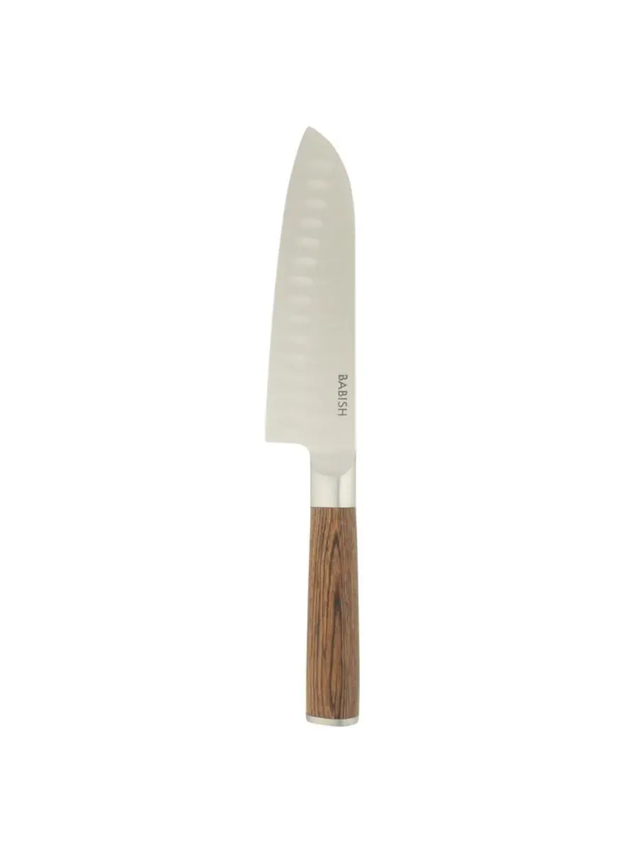 17 см кухонный нож Santoku из высокоуглеродистой немецкой стали 1.4116, цельнометаллическая — изображение 2 из 6, коричневый