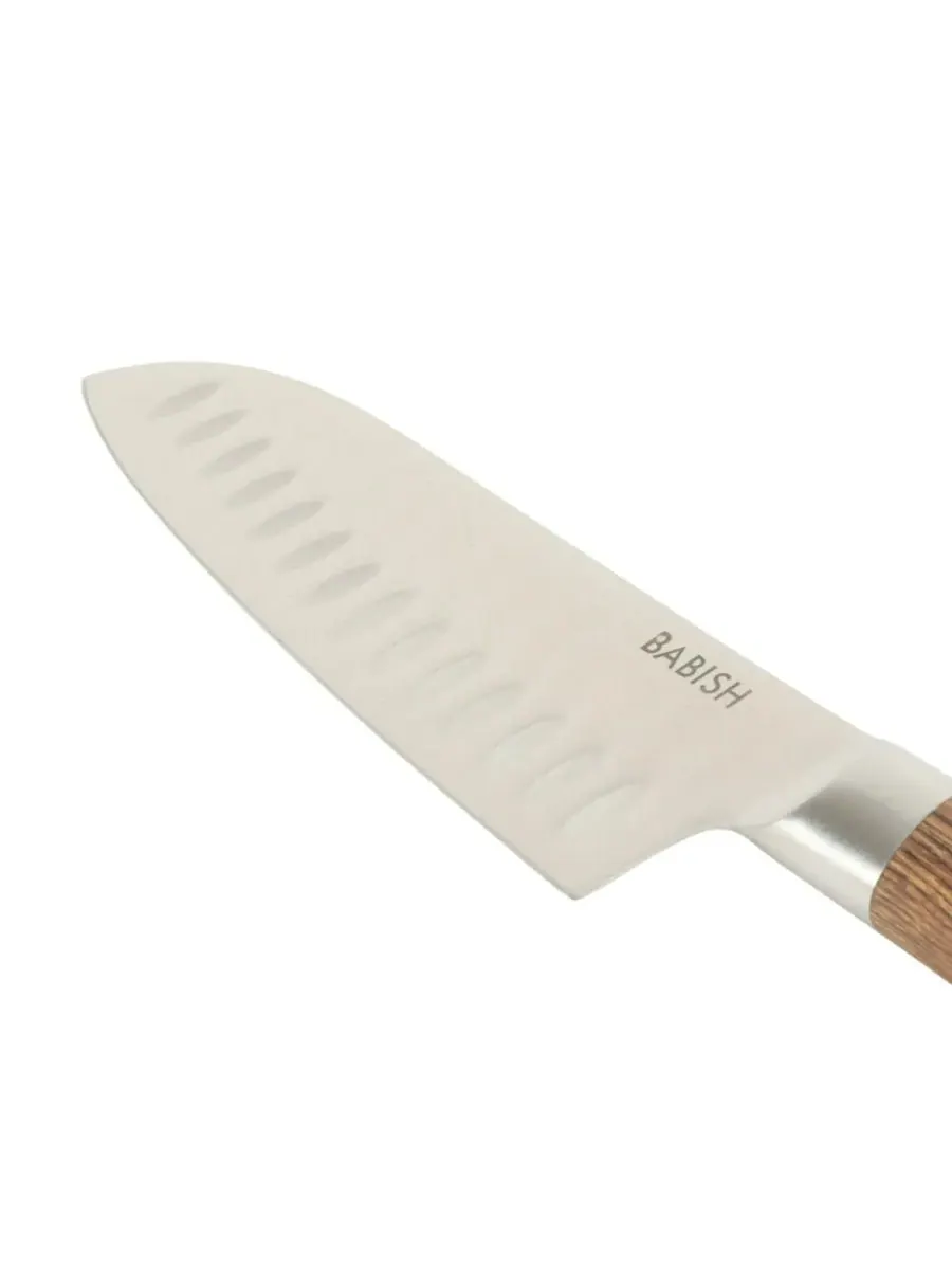 17 см кухонный нож Santoku из высокоуглеродистой немецкой стали 1.4116, цельнометаллическая — изображение 3 из 6, коричневый