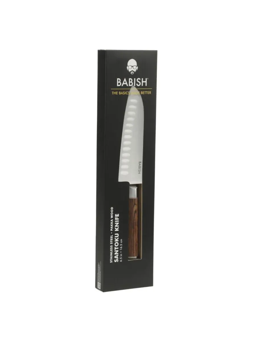 17 см кухонный нож Santoku из высокоуглеродистой немецкой стали 1.4116, цельнометаллическая — изображение 4 из 6, коричневый