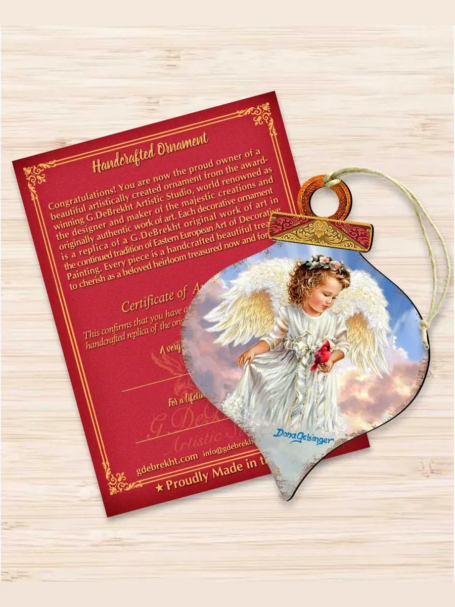 Елочное украшение из дерева Angel with Cardinal Designocracy — изображение 4 из 5, мульти