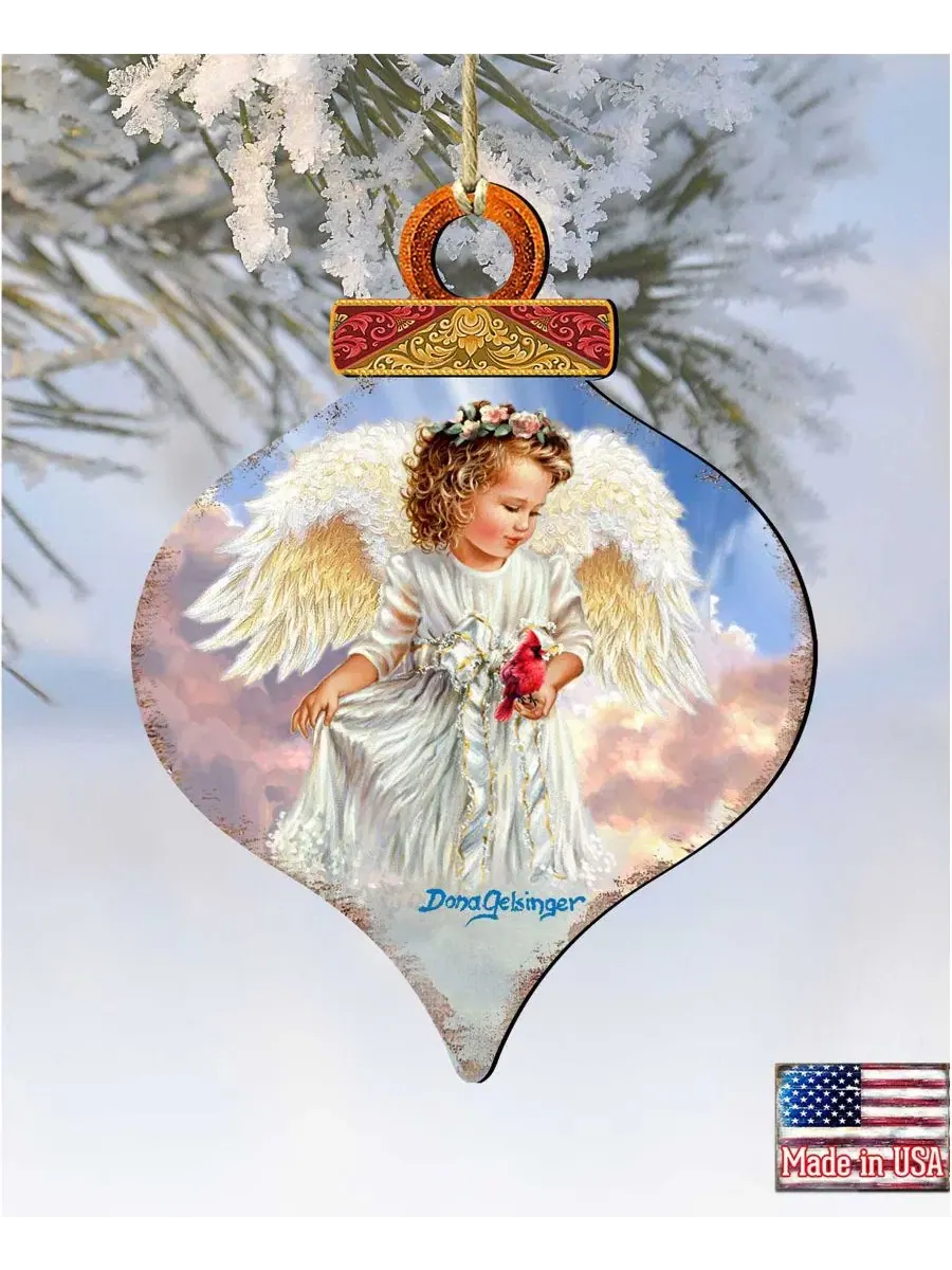 Елочное украшение из дерева Angel with Cardinal Designocracy — изображение 5 из 5, мульти