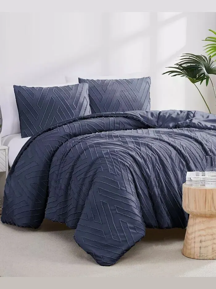 Комплект жаккардового одеяла с шевронными вырезами Southshore Fine Linens — изображение 1 из 6, светлый серый