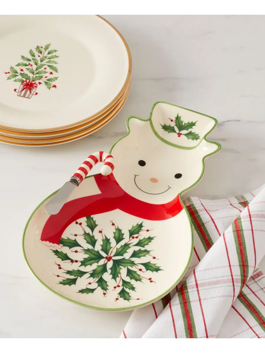 Праздничный поднос и лопатка для снеговика Lenox — изображение 4 из 5, белый