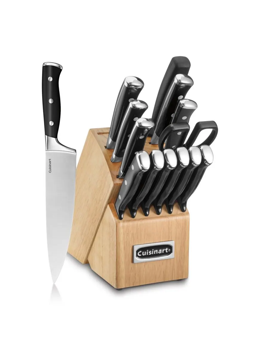 Набор столовых приборов из 15 предметов с тройным заклепочным креплением Cuisinart — черный