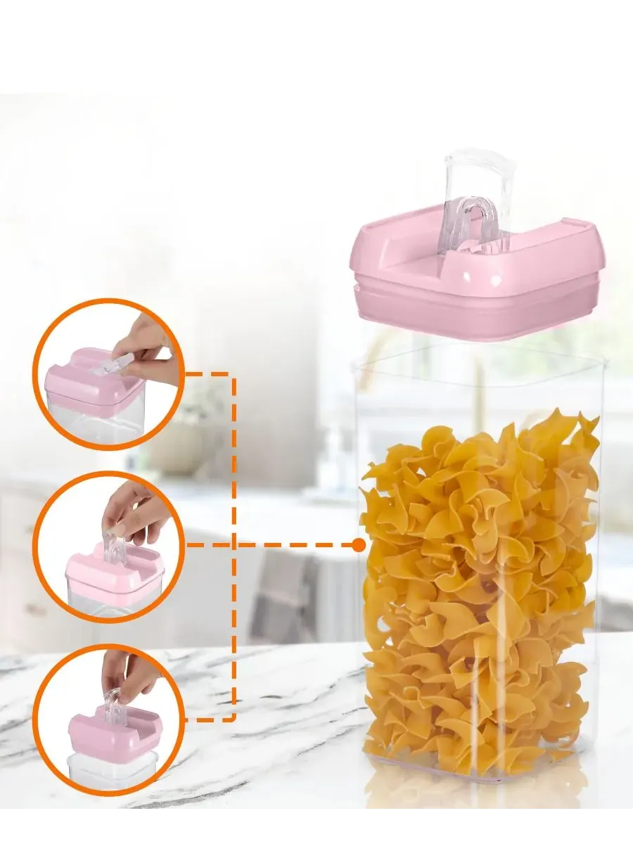 Набор из 7 контейнеров для хранения продуктов Cheer Collection — изображение 5 из 6, розовый