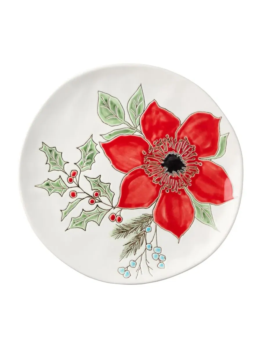 Набор из 4 обеденных тарелок Festive Blooms, 28 см, керамогранит Certified International — изображение 2 из 3, мульти