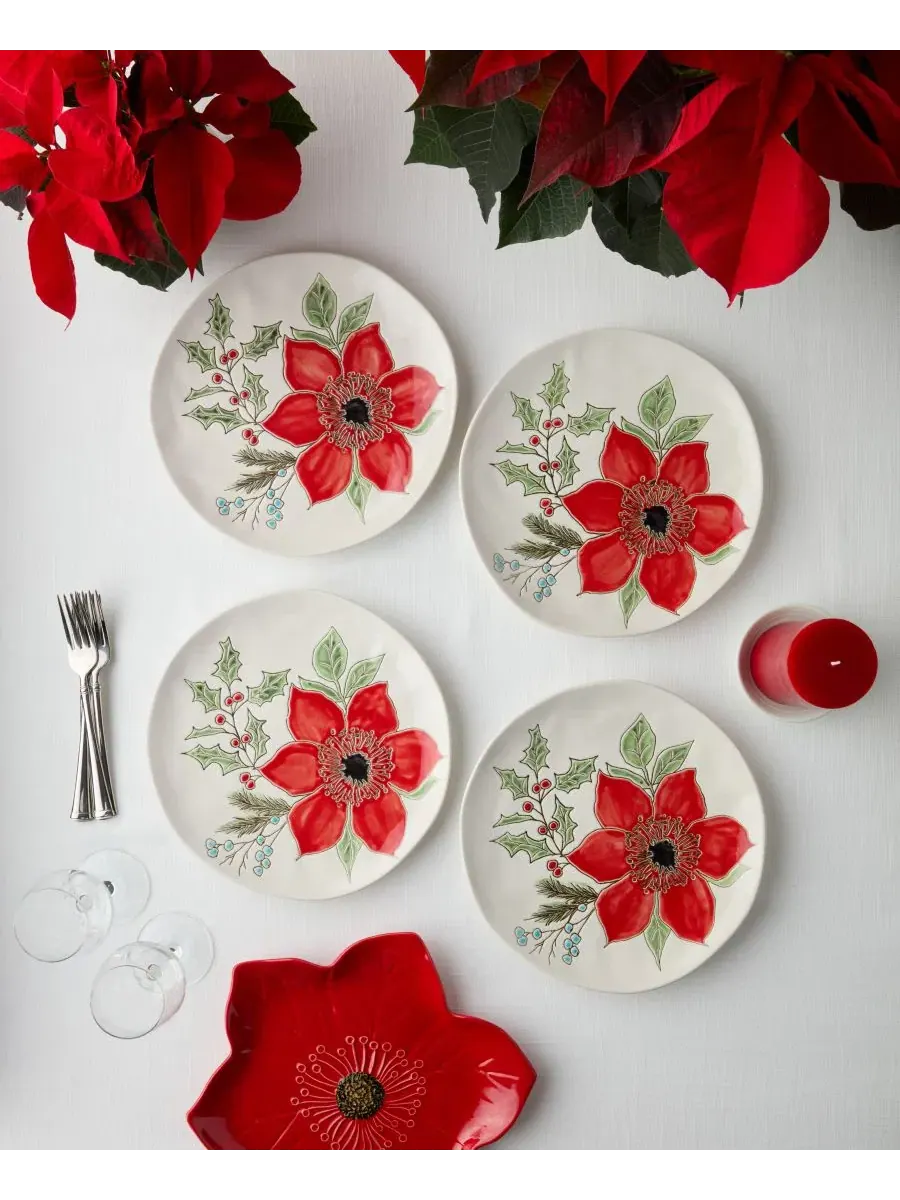 Набор из 4 обеденных тарелок Festive Blooms, 28 см, керамогранит Certified International — изображение 3 из 3, мульти