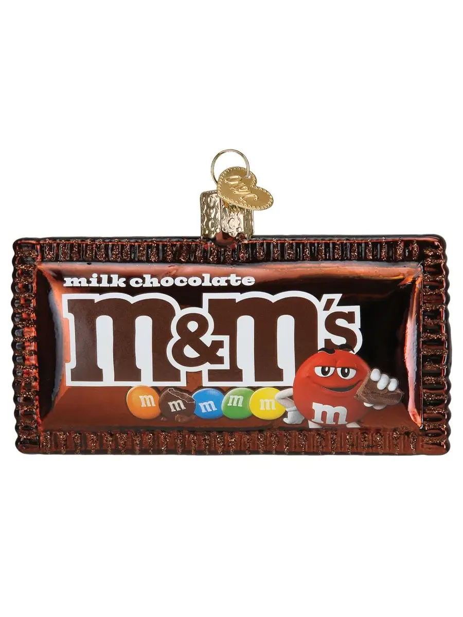 Елочная игрушка из стекла Mars Wrigley Candies M&M's Milk Chocolate Candy Ornament Old World — коричневый
