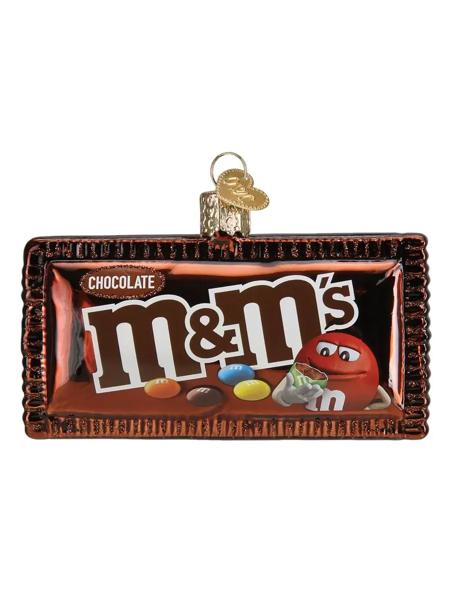 Елочная игрушка из стекла Mars Wrigley Candies M&M's Milk Chocolate Candy Ornament Old World — изображение 2 из 4, коричневый