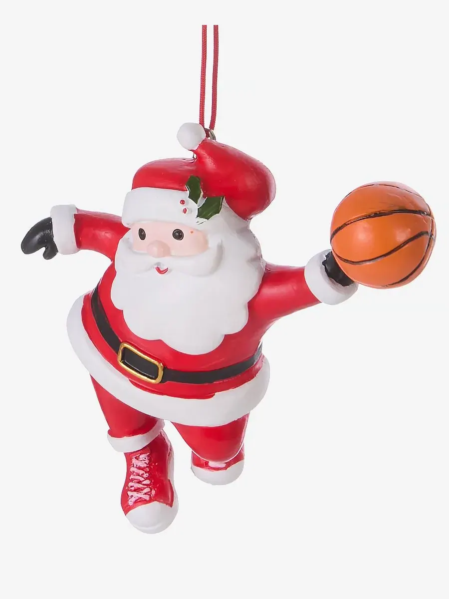 Новогодняя елочная игрушка Санта играет в баскетбол Holiday Lane — изображение 8 из 11, нет цвета