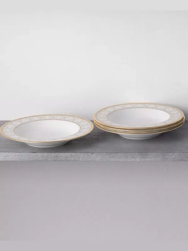 Набор из 4 суповых мисок Trefolio gold, сервиз на 4 персоны Noritake — изображение 2 из 4, белый