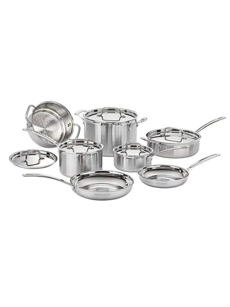 Набор посуды Multiclad Pro Tri-Ply из нержавеющей стали, 12 предметов Cuisinart — серебристый