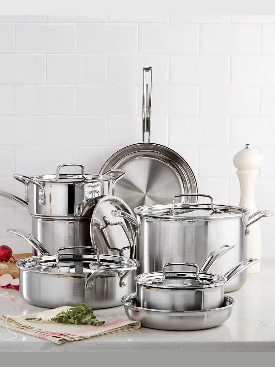 Набор посуды Multiclad Pro Tri-Ply из нержавеющей стали, 12 предметов Cuisinart — изображение 2 из 7, серебристый